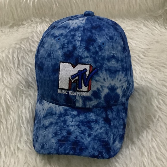 MTV OFFICIAL MUSIC TELEVISION Tie Dye Blue Adult Adjustable Strap BASEBALL Cap - Picture 2 of 6